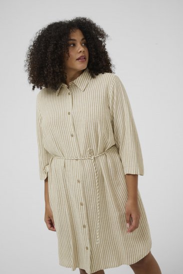 Kaffe Curve Milla Short Shirt Dress Chinchilla/Chalk Stripe - Sukienki mini - 