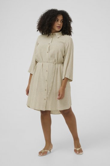 Kaffe Curve Milla Short Shirt Dress Chinchilla/Chalk Stripe - Sukienki mini - 
