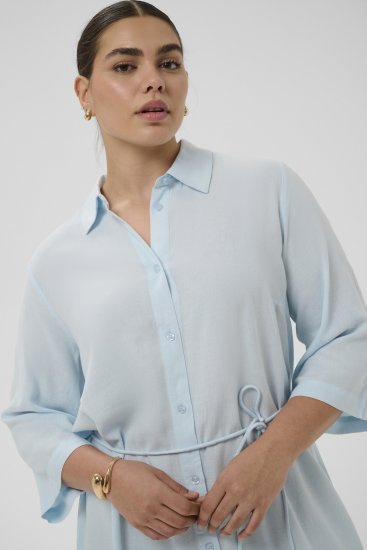 Kaffe Curve Mille Short Shirt Dress Nantucket Breeze Blue - Sukienki mini - 