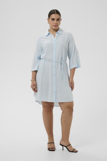 Kaffe Curve Mille Short Shirt Dress Nantucket Breeze Blue - Sukienki mini - 
