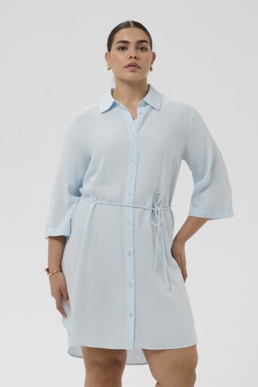 Kaffe Curve Mille Short Shirt Dress Nantucket Breeze Blue - Sukienki mini - 