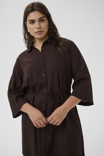 Kaffe Curve Mille Short Shirt Dress Black Coffee Brown - Sukienki mini - 