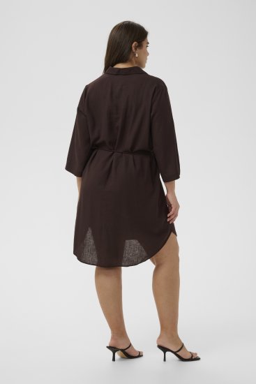 Kaffe Curve Mille Short Shirt Dress Black Coffee Brown - Sukienki mini - 