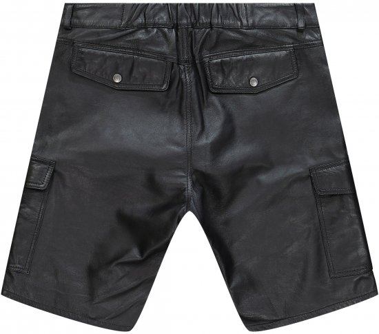 JP1880 Leather Shorts Cargo Pockets Lamb Nappa Leather Black - Szorty - Szorty W40-W60