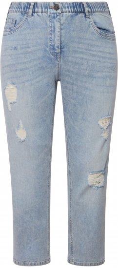 Ulla Popken Stonewashed Distressed Boyfriend Jeans Light Blue - Jeansy & Spodnie w Dużych Rozmiarach – Plus Size - 