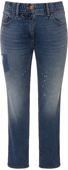 Ulla Popken Distressed Stretch Fit Sarah Jeans Blue Denim - Jeansy & Spodnie w Dużych Rozmiarach – Plus Size - 