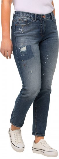 Ulla Popken Distressed Stretch Fit Sarah Jeans Blue Denim - Jeansy & Spodnie w Dużych Rozmiarach – Plus Size - 