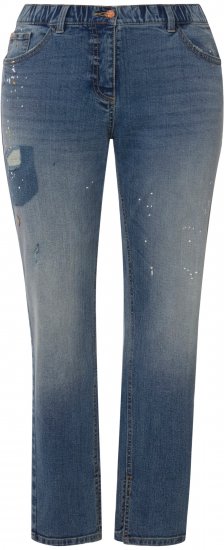 Ulla Popken Distressed Stretch Fit Boyfriend Jeans Blue Denim - Jeansy & Spodnie w Dużych Rozmiarach – Plus Size - 