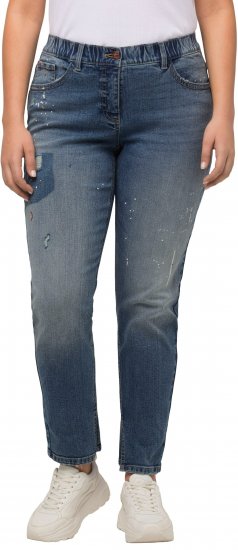 Ulla Popken Distressed Stretch Fit Boyfriend Jeans Blue Denim - Jeansy & Spodnie w Dużych Rozmiarach – Plus Size - 
