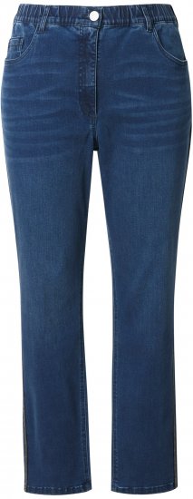 Ulla Popken Rhinestone Seam Stretch Fit Jeans Blue Denim - Jeansy & Spodnie w Dużych Rozmiarach – Plus Size - 