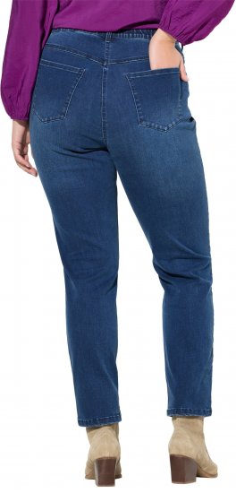 Ulla Popken Rhinestone Seam Stretch Fit Jeans Blue Denim - Jeansy & Spodnie w Dużych Rozmiarach – Plus Size - 