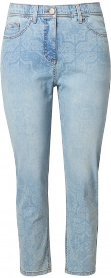 Ulla Popken Tile Laser Print Stretch Fit Jeans Light Light Blue Denim - Jeansy & Spodnie w Dużych Rozmiarach – Plus Size - 