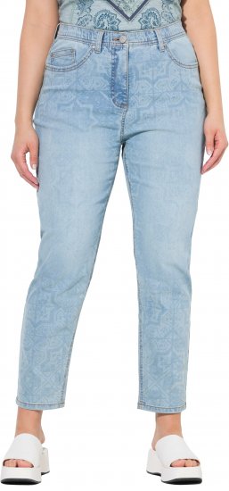 Ulla Popken Tile Laser Print Stretch Fit Jeans Light Light Blue Denim - Jeansy & Spodnie w Dużych Rozmiarach – Plus Size - 
