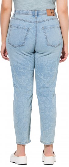 Ulla Popken Tile Laser Print Stretch Fit Jeans Light Light Blue Denim - Jeansy & Spodnie w Dużych Rozmiarach – Plus Size - 