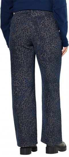 Ulla Popken Leopard Print Stretch Fit Jeans Ink Blue - Jeansy & Spodnie w Dużych Rozmiarach – Plus Size - 