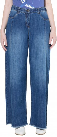 Ulla Popken Extra Wide Leg Stretch Fit Jeans Denim Blue - Jeansy & Spodnie w Dużych Rozmiarach – Plus Size - 