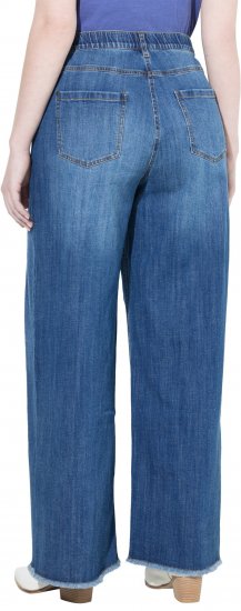 Ulla Popken Extra Wide Leg Stretch Fit Jeans Denim Blue - Jeansy & Spodnie w Dużych Rozmiarach – Plus Size - 