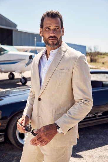 JP1880 Kos Linen Blend Jacket Sand - Garnitury - Garnitury dużych rozmiarach