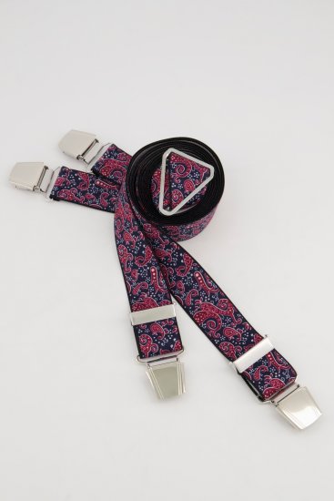 JP1880 Suspenders with Adjustable Length Burgundy Red - Akcesoria - 