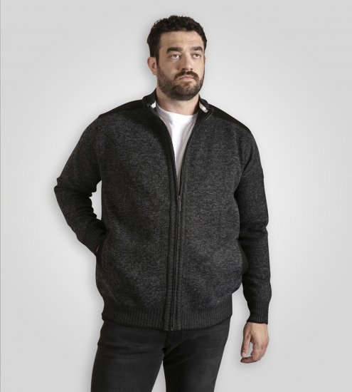 D555 Dereham 2 Knitted Sweater with Zipper Charcoal Marl - Bluzy & bluzy z kapturem - Bluzy & Bluzy z kapturem 2XL-12XL