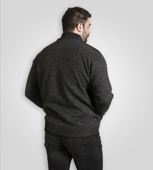D555 Dereham 2 Knitted Sweater with Zipper Charcoal Marl - Bluzy & bluzy z kapturem - Bluzy & Bluzy z kapturem 2XL-12XL