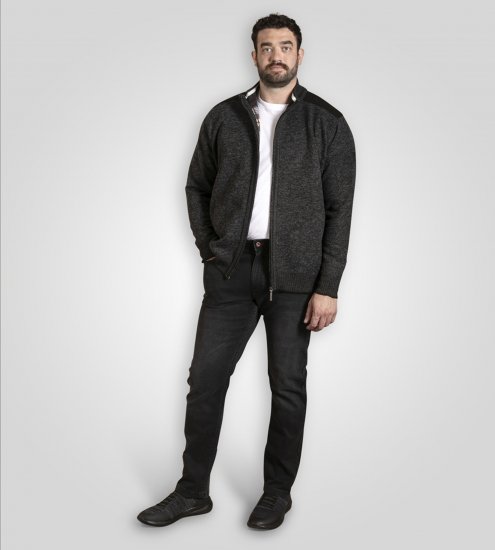 D555 Dereham 2 Knitted Sweater with Zipper Charcoal Marl - Bluzy & bluzy z kapturem - Bluzy & Bluzy z kapturem 2XL-12XL