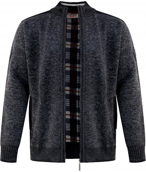 D555 Dereham 2 Knitted Sweater with Zipper Charcoal Marl - Bluzy & bluzy z kapturem - Bluzy & Bluzy z kapturem 2XL-12XL