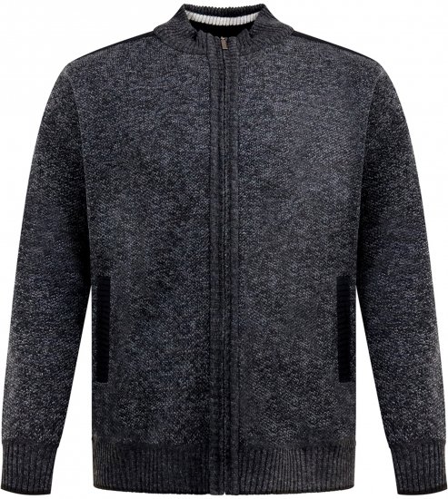 D555 Dereham 2 Knitted Sweater with Zipper Charcoal Marl - Bluzy & bluzy z kapturem - Bluzy & Bluzy z kapturem 2XL-12XL