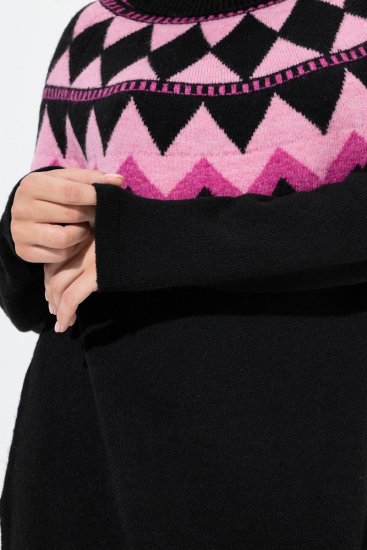 Ulla Popken Neon Alpine Pattern Long Sleeve Turtleneck Sweater Light Pink - Bluzy & bluzy z kapturem - Przytulne bluzy, hoody i swetry