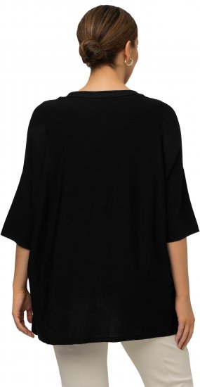 Ulla Popken Oversized 3/4 Sleeve V-Neck Sweater Black - Bluzy & bluzy z kapturem - 