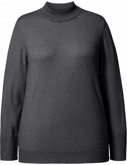 Ulla Popken Long Sleeves Mock Turtleneck Sweater Charcoal Grey Melange - Bluzy & bluzy z kapturem - 