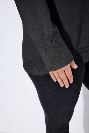 Ulla Popken Long Sleeves Mock Turtleneck Sweater Charcoal Grey Melange - Bluzy & bluzy z kapturem - Przytulne bluzy, hoody i swetry