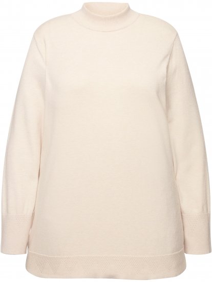 Ulla Popken Long Sleeves Mock Turtleneck Sweater Nature Melange - Bluzy & bluzy z kapturem - 
