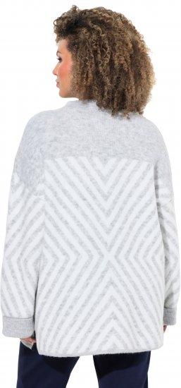 Ulla Popken Graphic Stripe Long Sleeve Turtleneck Sweater Silver Melange - Bluzy & bluzy z kapturem - 