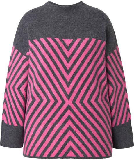 Ulla Popken Graphic Stripe Long Sleeve Turtleneck Sweater Flamingo - Bluzy & bluzy z kapturem - 