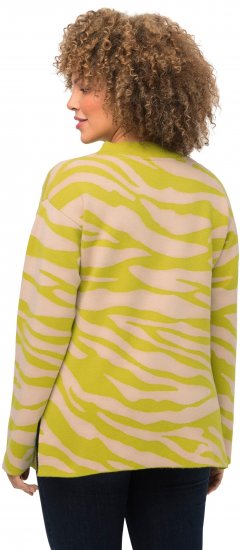Ulla Popken Zebra Print Mock Turtleneck Long Sleeve Sweater Yellow Green - Bluzy & bluzy z kapturem - 