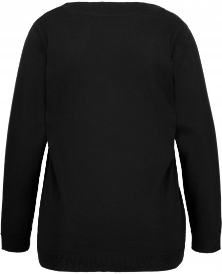 Ulla Popken Casual V-Neck Long Sleeve Sweater Black - Bluzy & bluzy z kapturem - 