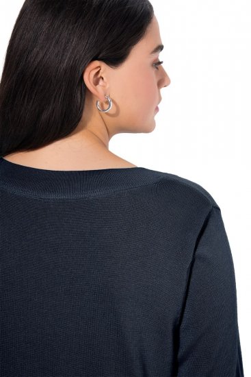 Ulla Popken Soft Fine Knit Pullover V-Neck Sweatshirt Marine - Bluzy & bluzy z kapturem - Przytulne bluzy, hoody i swetry