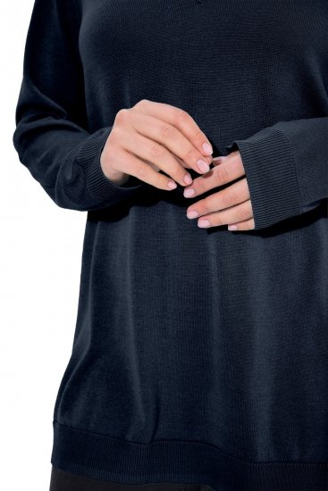 Ulla Popken Soft Fine Knit Pullover V-Neck Sweatshirt Marine - Bluzy & bluzy z kapturem - Przytulne bluzy, hoody i swetry