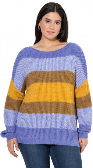 Ulla Popken Colorful Chunky Striped Sweater Lavender - Bluzy & bluzy z kapturem - 