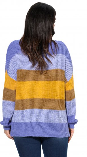 Ulla Popken Colorful Chunky Striped Sweater Lavender - Bluzy & bluzy z kapturem - 