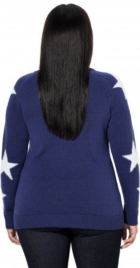 Ulla Popken Glitter Stars Soft Knit Sweater Blue - Bluzy & bluzy z kapturem - 