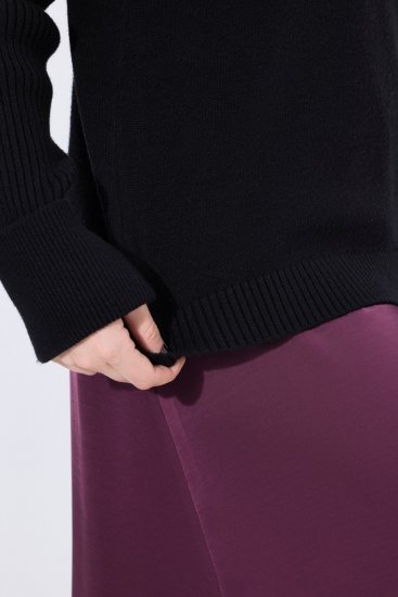 Ulla Popken Turtleneck Sweater with Ribbed Inserts Black - Bluzy & bluzy z kapturem - Przytulne bluzy, hoody i swetry