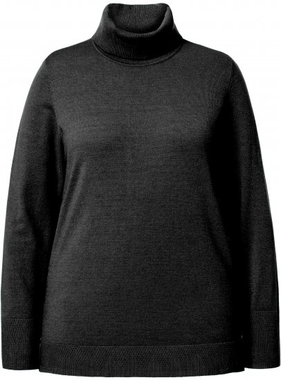 Ulla Popken Turtleneck Ribbed Trim Long Sleeve Sweater Black - Bluzy & bluzy z kapturem - 