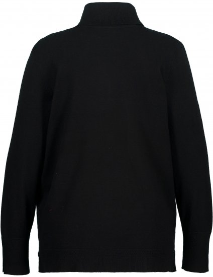 Ulla Popken Turtleneck Ribbed Trim Long Sleeve Sweater Black - Bluzy & bluzy z kapturem - 