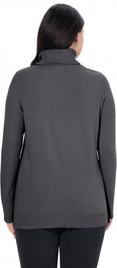 Ulla Popken Turtleneck Ribbed Trim Long Sleeve Sweater Charcoal Grey Melange - Bluzy & bluzy z kapturem - 