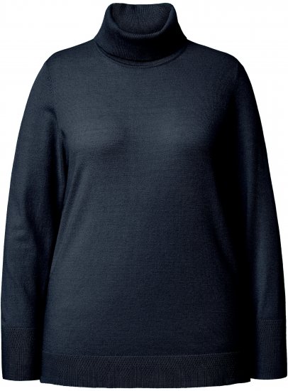 Ulla Popken Turtleneck Ribbed Trim Long Sleeve Sweater Navy - Bluzy & bluzy z kapturem - 