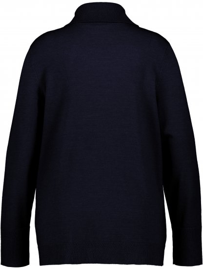 Ulla Popken Turtleneck Ribbed Trim Long Sleeve Sweater Navy - Bluzy & bluzy z kapturem - 