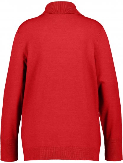 Ulla Popken Turtleneck Ribbed Trim Long Sleeve Sweater Salsa Red - Bluzy & bluzy z kapturem - 