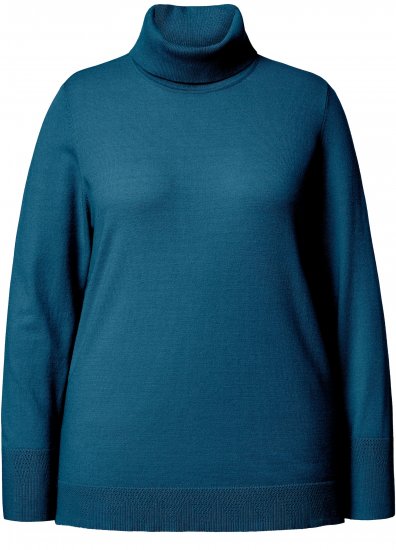 Ulla Popken Turtleneck Ribbed Trim Long Sleeve Sweater Cerulean - Bluzy & bluzy z kapturem - 
